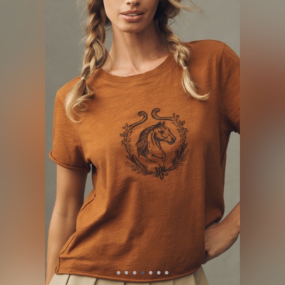 Anthropologie The Caitlin Embroidered Boxy Tee by Maeve, XS NWT - Picture 4 of 5